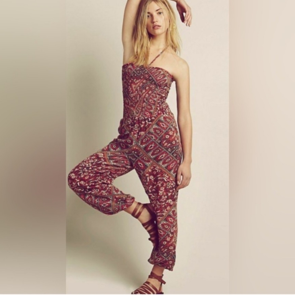 NWT Free People Bohemian Red Jumpsuit